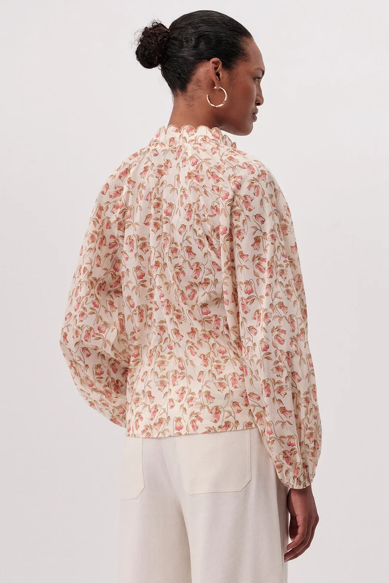 Exquise Stand Collar Embroidered Buttoned Patterned Regular Multicolored Shirt