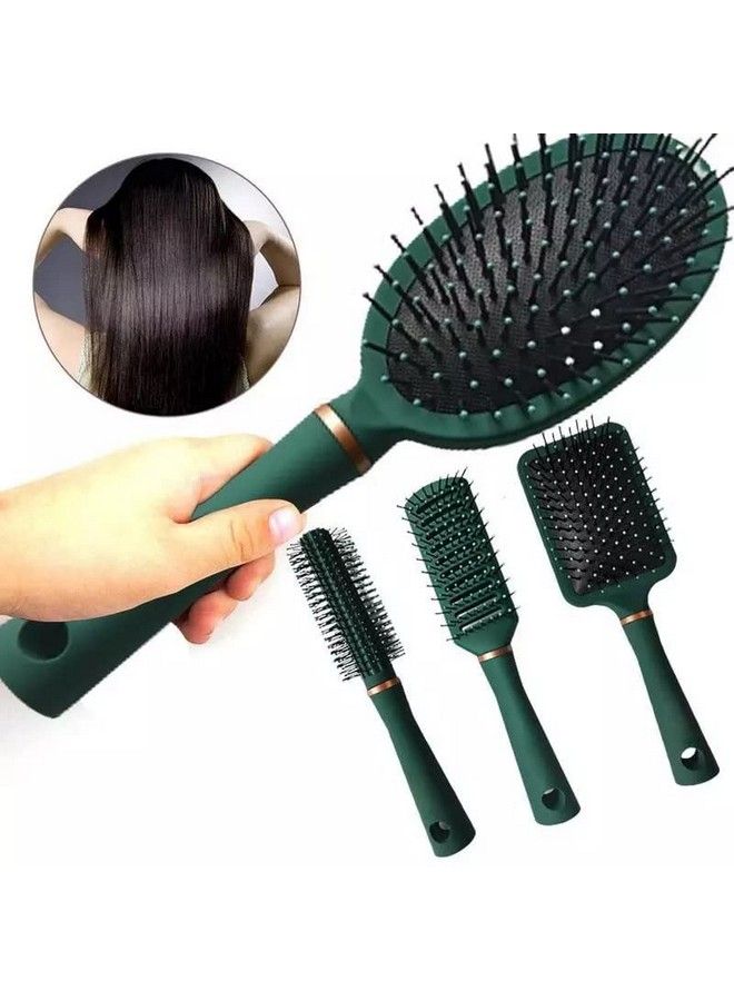 ZURATO Hair Brush Set Nylon Pins Massage Hairbrushes For Detangling Blow Drying Straightening Suitable For All Types Hair Brush For Women Men Kids Girls (Forest Green) - Image 2