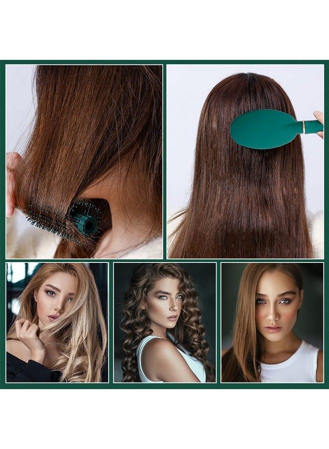 ZURATO Hair Brush Set Nylon Pins Massage Hairbrushes For Detangling Blow Drying Straightening Suitable For All Types Hair Brush For Women Men Kids Girls (Forest Green) - Image 4