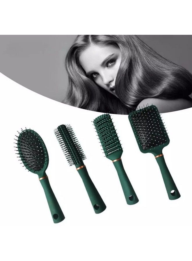 ZURATO Hair Brush Set Nylon Pins Massage Hairbrushes For Detangling Blow Drying Straightening Suitable For All Types Hair Brush For Women Men Kids Girls (Forest Green) - Image 3