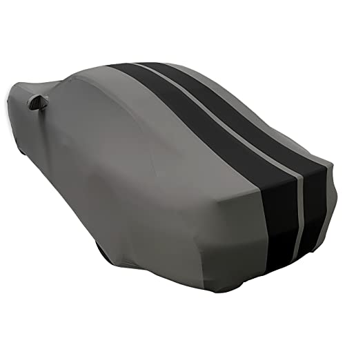 SR1 Performance Porsche 911 Indoor Car Cover - Custom Fit Ultraguard Stretch Satin Compatible for 1999-2025 Porsche 911 Coupe Carrera Targa Turbo GTS, Cayman & Boxster - High End Fit (Dark Gray/Black Stripes) - Image 5