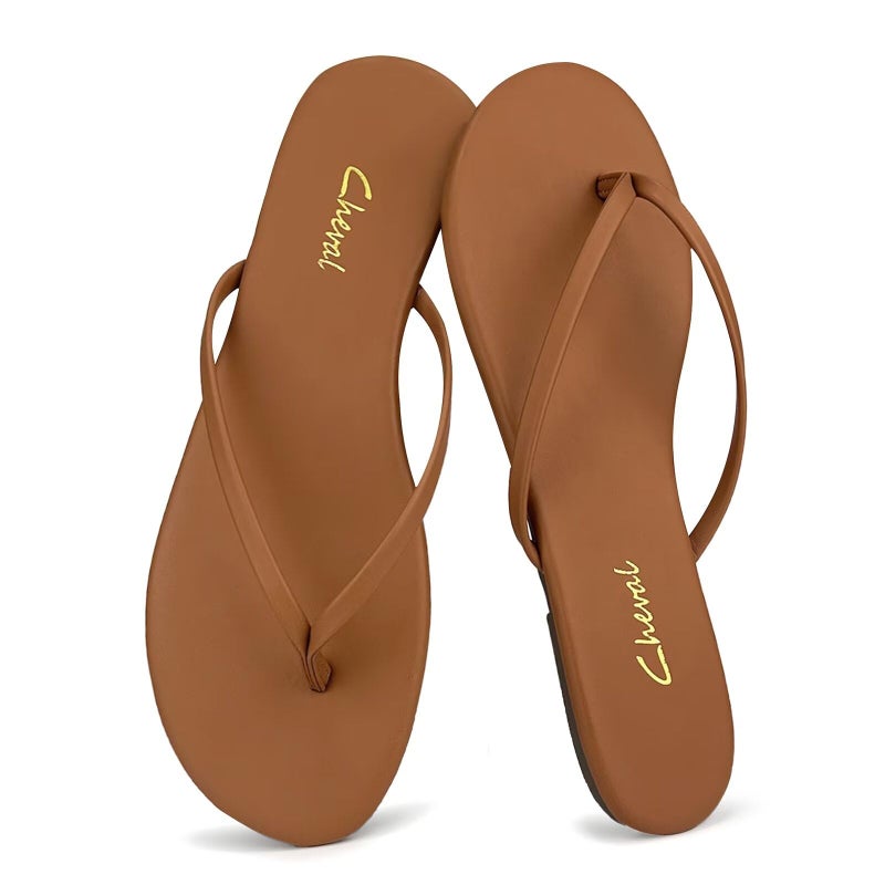Cheval Flat Leather Flip Flops for Women, Comfortable Dressy Thong Sandals 2026 Summer and Spring Vacation Essentials, Chanclas Para Mujer - Image 1