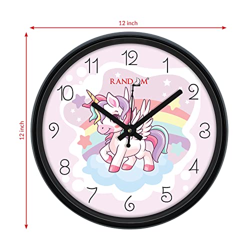 RANDOM 12-inch Black Plastic & Glass Decorative Sweep Silent Wall Clocks for Home,Living Room, Lobby, Kitchen, - Image 4