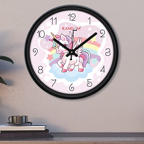 RANDOM 12-inch Black Plastic & Glass Decorative Sweep Silent Wall Clocks for Home,Living Room, Lobby, Kitchen, - Image 2