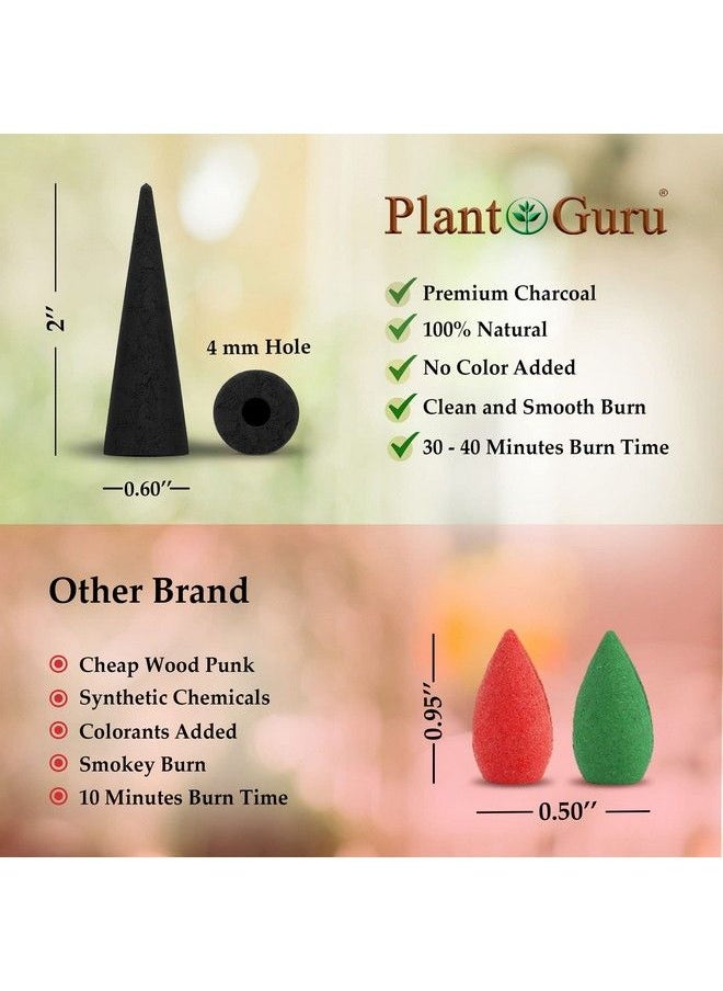 Plant Guru 100 Unscented Charcoal Incense Cones 2" Backflow 100% Natural Blanks Great For Diy Aromatherapy Incense Making Waterfall Burner And Holder  - Image 3