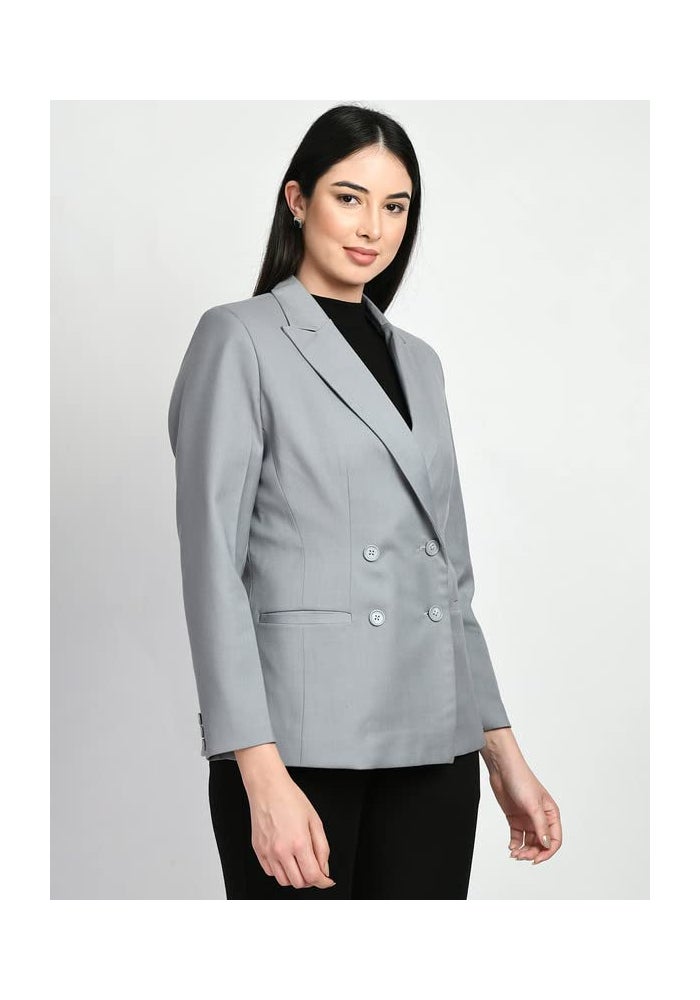 Exude بليزر رمادي مزدوج الصدر للنساء - Image 3