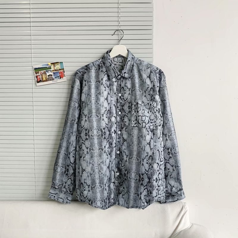 South Korea Ins Retro Dark Bereavement Snake Pattern Thin Long Sleeve Shirt For Men And Women Couple Jacket - Image 3