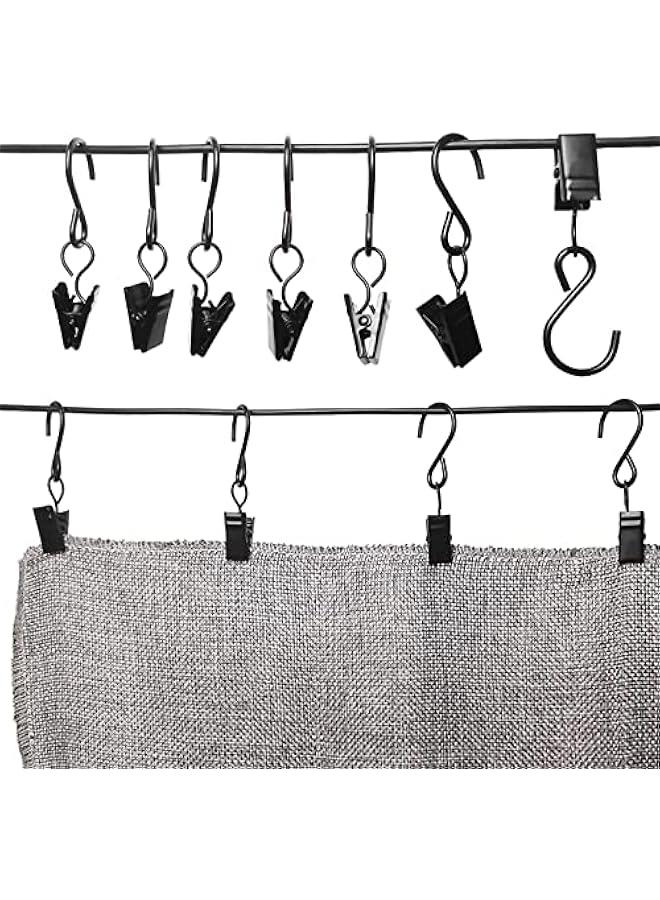 Stainless Steel S Hooks Curtain Clips, 50 Pack Hanging Party Lights Clips Hangers Gutter Photo, Art Craft Display, 2.4 Inch Long, Black - Image 5