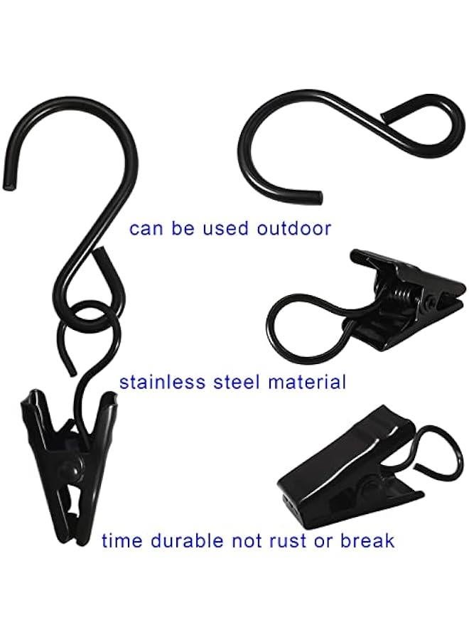 Stainless Steel S Hooks Curtain Clips, 50 Pack Hanging Party Lights Clips Hangers Gutter Photo, Art Craft Display, 2.4 Inch Long, Black - Image 3