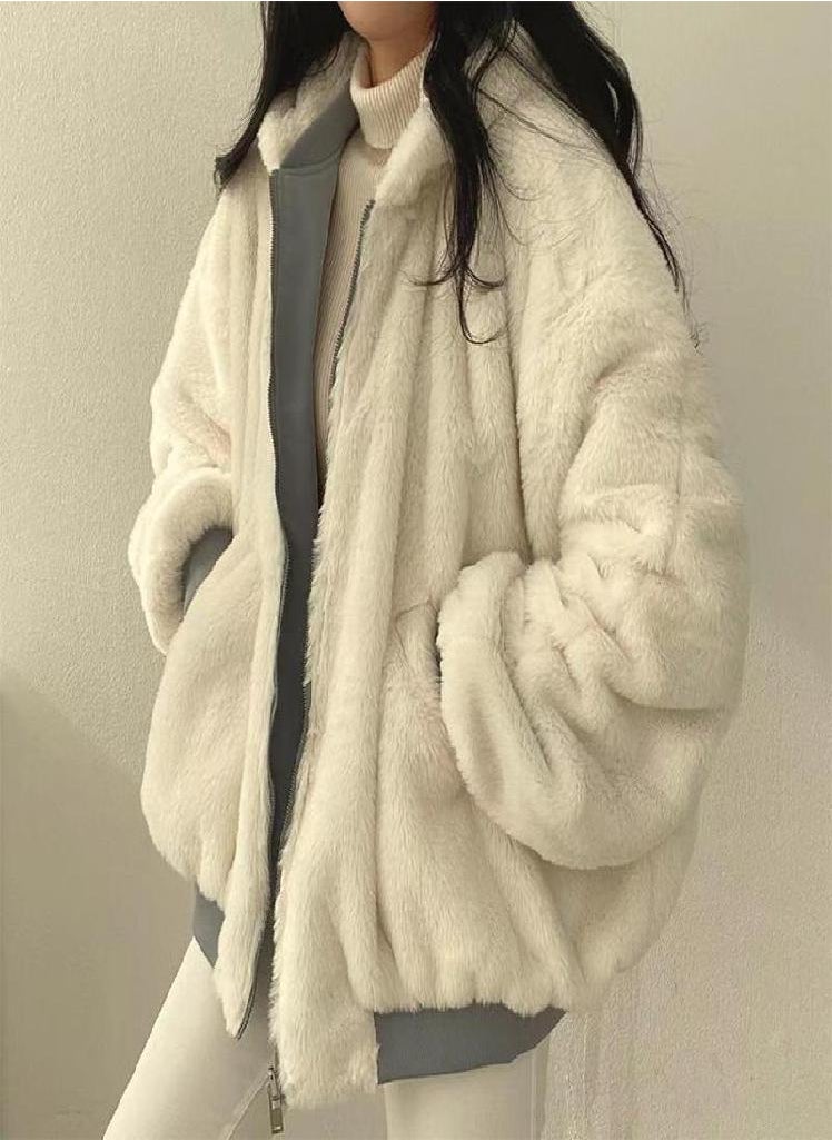 Eckek - Thickened Two-sided Wear Lamb Wool Cotton Jacket Women's Coat New Loose Hooded Tops - Image 1