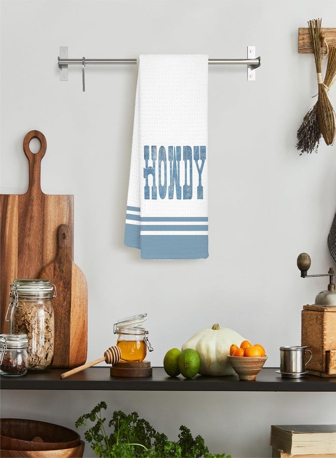 SJDFCSA Blue Western Howdy Kitchen Towels, Cowboy Gifts Dish Tea Towels, Rustic Western Southwestern Howdy Cowboy Decorative Hand Towels for Bathroom Decor, 16x24 Inch - Image 2