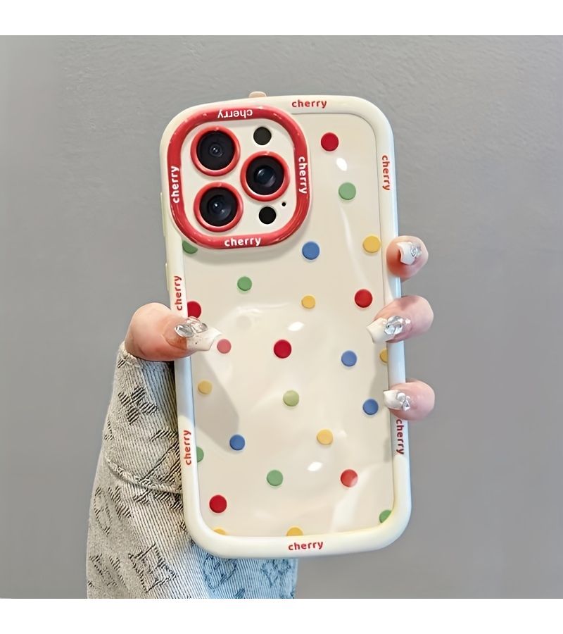 Mixed Color 1 Cherry Doll Painted Polka Dot Phone Case For Apple iPhone 13 Pro - Image 3