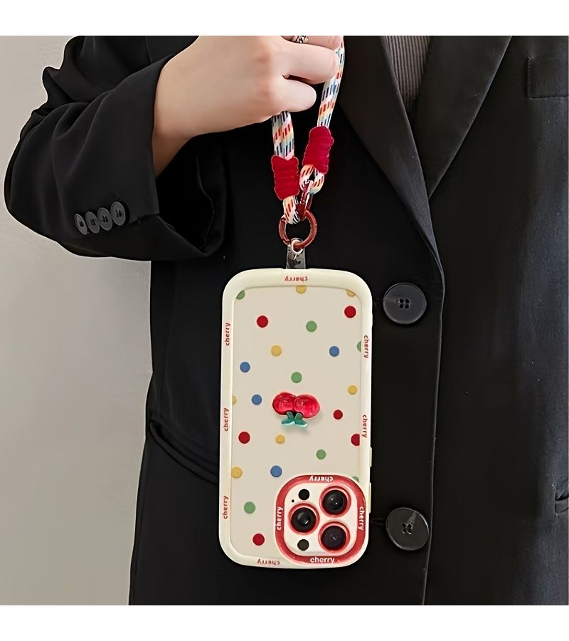 Mixed Color 1 Cherry Doll Painted Polka Dot Phone Case For Apple iPhone 13 Pro - Image 1
