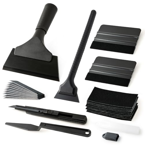 Gomake Vinyl Wrap Tool Window Tint Kit,Car Window Tint Application Kit with Small Rubber Squeegee, Vinyl Squeegee,Shank Gasket Squeegee,Mini Quarter Squeegee for Car Wrapping,Window Tinting, Black - Image 1