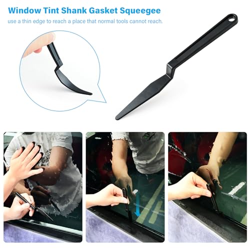 Gomake Vinyl Wrap Tool Window Tint Kit,Car Window Tint Application Kit with Small Rubber Squeegee, Vinyl Squeegee,Shank Gasket Squeegee,Mini Quarter Squeegee for Car Wrapping,Window Tinting, Black - Image 3