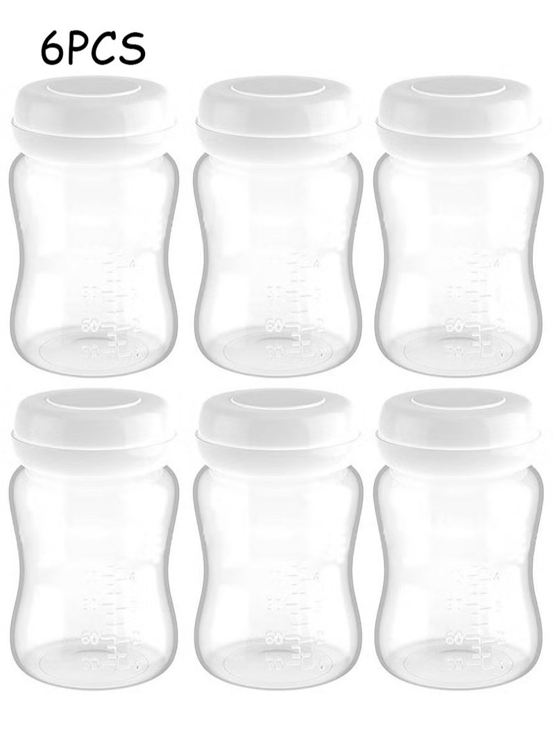 Unewshi 6 Count Breastmilk Storage Bottles with Lock-Tight Cap, 6.3 Ounce / 180 Ml Breast Milk Storage Containers for Fridge, Breastmilk Storage Bag Alternative Breastfeeding Supplies - Image 1