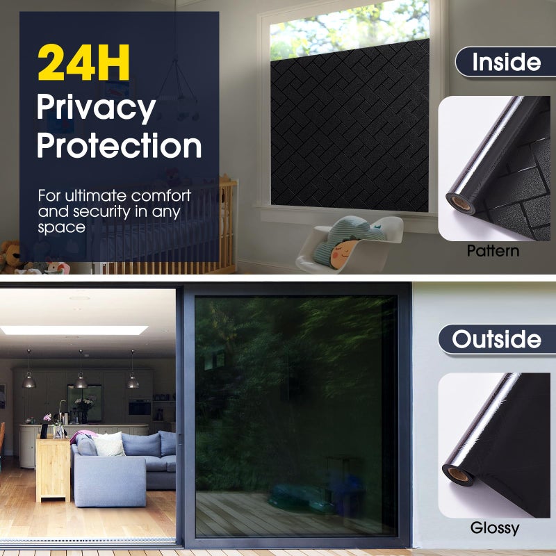 Coavas Total Blackout Window Privacy Film 100% Light Blocking & UV Protection, Static Cling Frosted Privacy Cover No Glue Heat Control Room Darkening Shade for Bedroom, Nursery,17.5 x 78.7 inches - Image 5