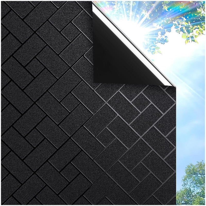 Coavas Total Blackout Window Privacy Film 100% Light Blocking & UV Protection, Static Cling Frosted Privacy Cover No Glue Heat Control Room Darkening Shade for Bedroom, Nursery,17.5 x 78.7 inches - Image 1
