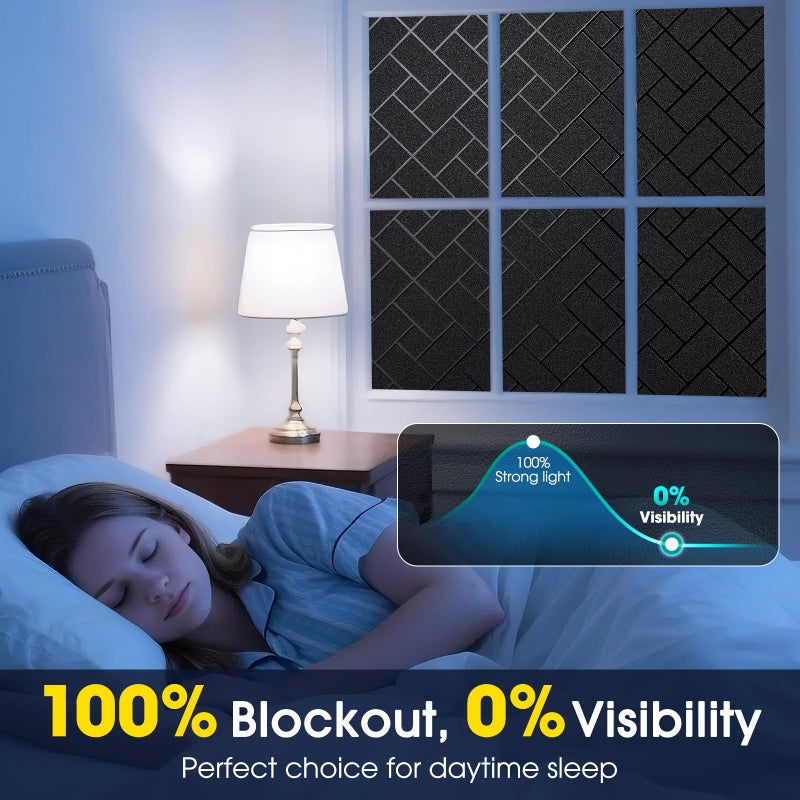 Coavas Total Blackout Window Privacy Film 100% Light Blocking & UV Protection, Static Cling Frosted Privacy Cover No Glue Heat Control Room Darkening Shade for Bedroom, Nursery,17.5 x 78.7 inches - Image 3