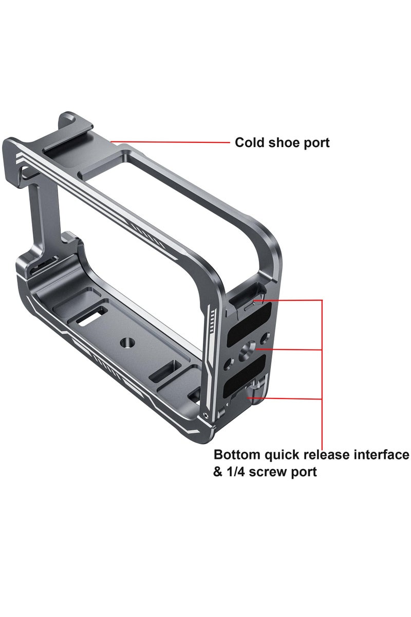 Camera Case Cage for DJI OSMO 360 Aluminum Alloy Protective Housing Case with Horizontal Vertical Quick Release Interface 1/4" Threads Port Cold Shoe Mount Rabbit Cage Metal Frame - Image 4