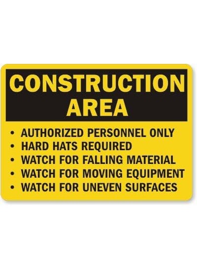 SmartSign SmartSign Construction Area  Authorized Personnel Only Hard Hats Required Sign  10 x 14 Aluminum  - Image 1