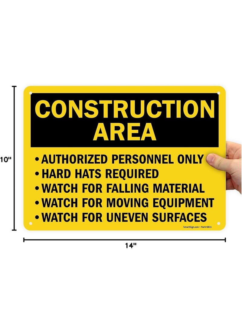 SmartSign SmartSign Construction Area  Authorized Personnel Only Hard Hats Required Sign  10 x 14 Aluminum  - Image 2