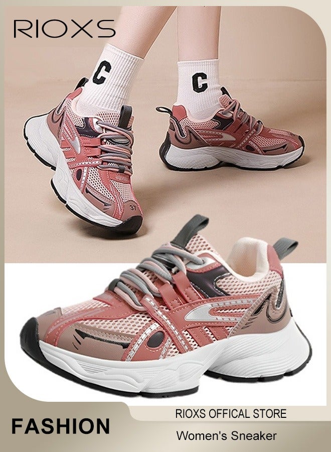 RIOXS Women's Sports Shoes,Mesh Breathable Platform Sneakers,Casual Fashion Athletic Shoes,Ladies Trainers Low Top Sneaker,Non-slip Fitness Shoes For Jogging Walking Running  - Image 1