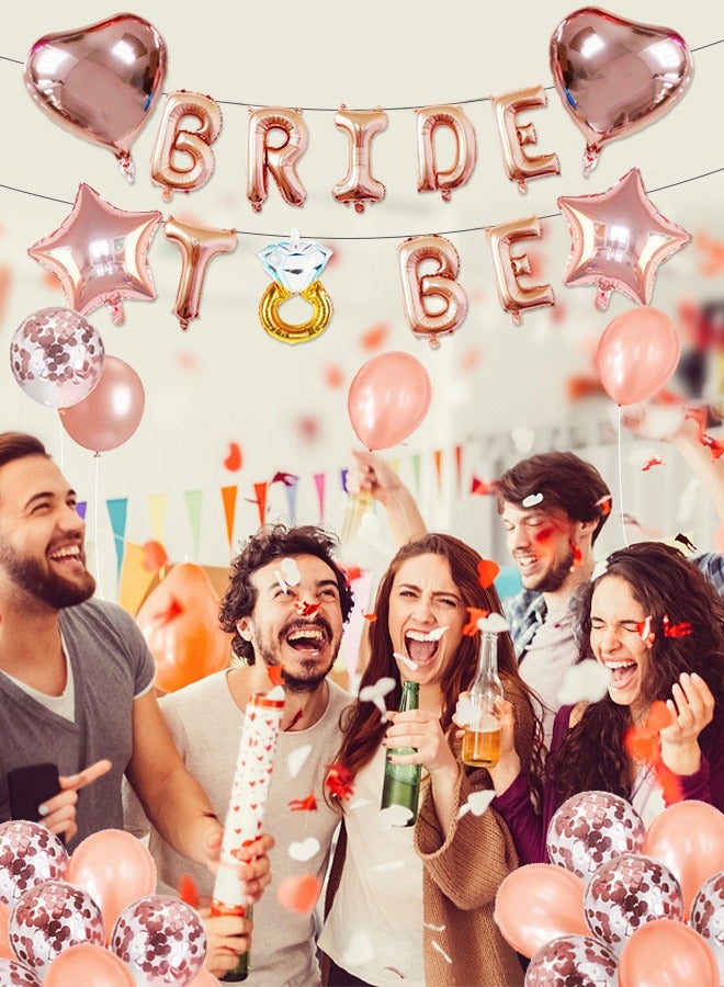 ميكسد بالونات تزيين الخطوبة، بالونات برايد تو بي ديكورات حفلات الزفاف، ديكورات حفلات البكالوريوس، مجموعة بالونات شفافة من الذهب الوردي - Image 5