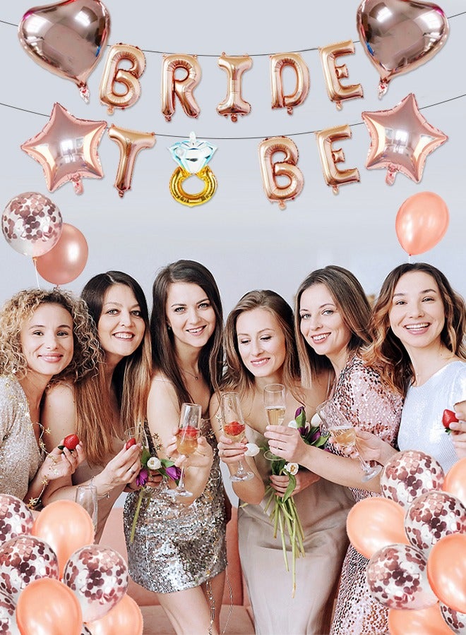 ميكسد بالونات تزيين الخطوبة، بالونات برايد تو بي ديكورات حفلات الزفاف، ديكورات حفلات البكالوريوس، مجموعة بالونات شفافة من الذهب الوردي - Image 4