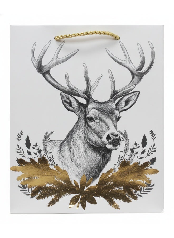Rustic Stag Head Gift Bag with Gold Foil