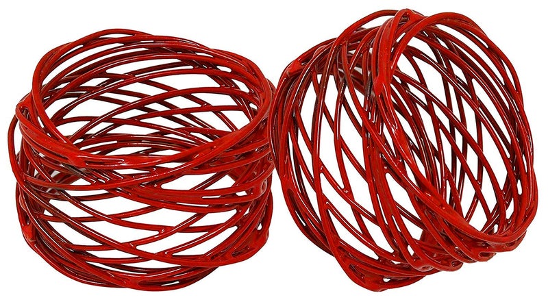 SKAVIJ Handmade Twisted Wire Mesh Napkin Rings Holders Decor Dinner Party Wedding Thanksgiving Christmas Gathering (Red 4pcs) - Image 5