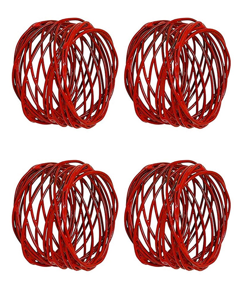SKAVIJ Handmade Twisted Wire Mesh Napkin Rings Holders Decor Dinner Party Wedding Thanksgiving Christmas Gathering (Red 4pcs) - Image 4