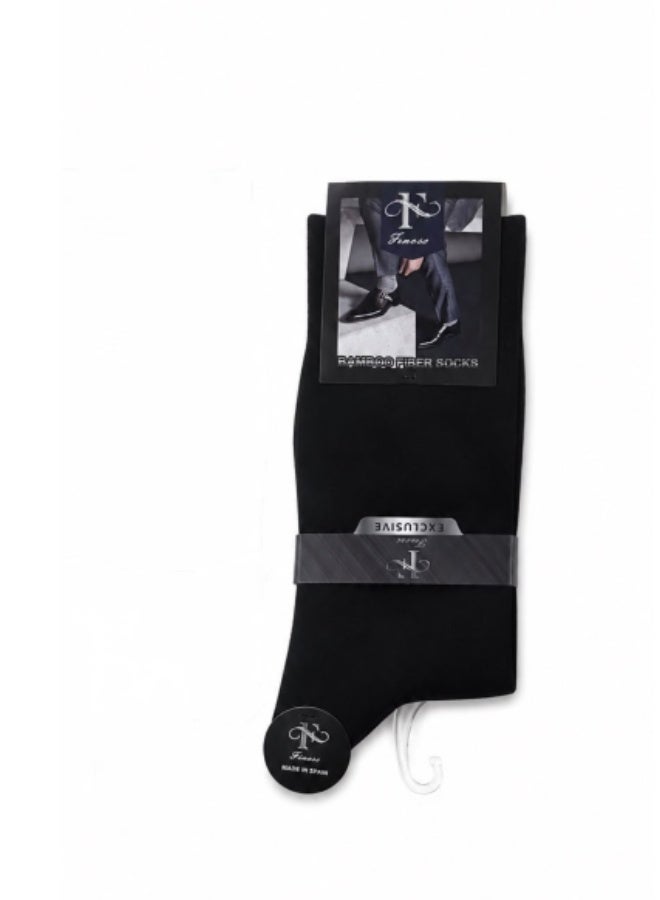 Men's formal socks made of soft, luxurious, stretchy material, Spanish made (black) - Image 1
