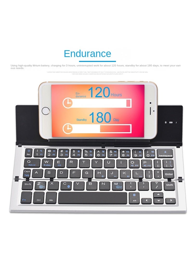 Foldable Keyboard Folding Bluetooth Keyboard, Portable Keyboard Aluminum Alloy Housing, for iPad, iPhone, Android Devices, and Windows Tablets, Laptops and Smartphones - Image 5