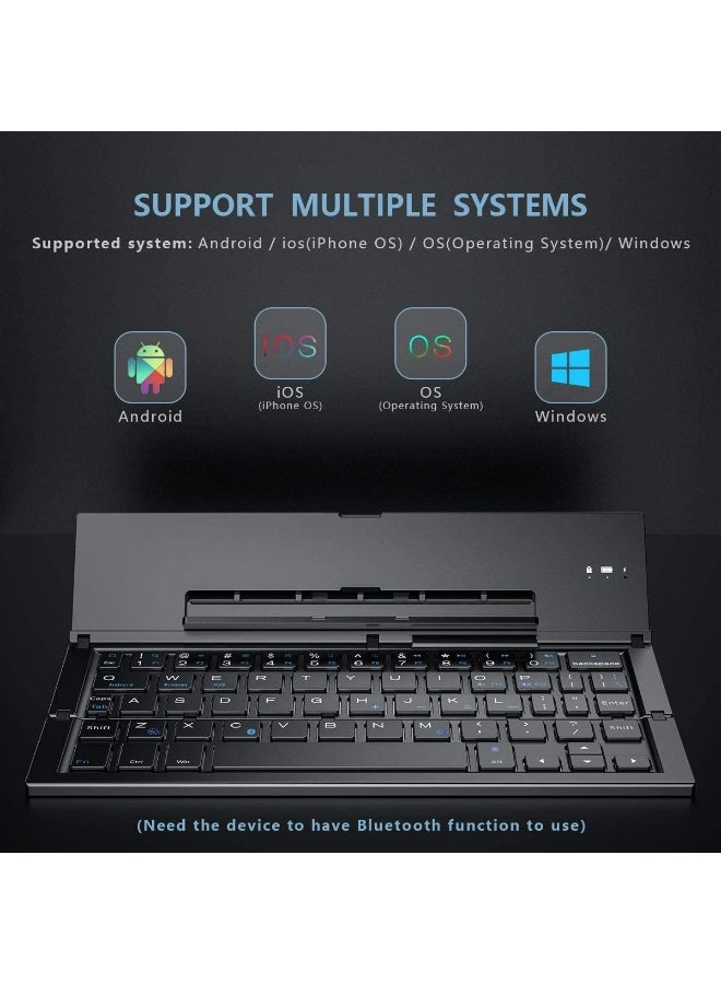Foldable Keyboard Folding Bluetooth Keyboard, Portable Keyboard Aluminum Alloy Housing, for iPad, iPhone, Android Devices, and Windows Tablets, Laptops and Smartphones - Image 2