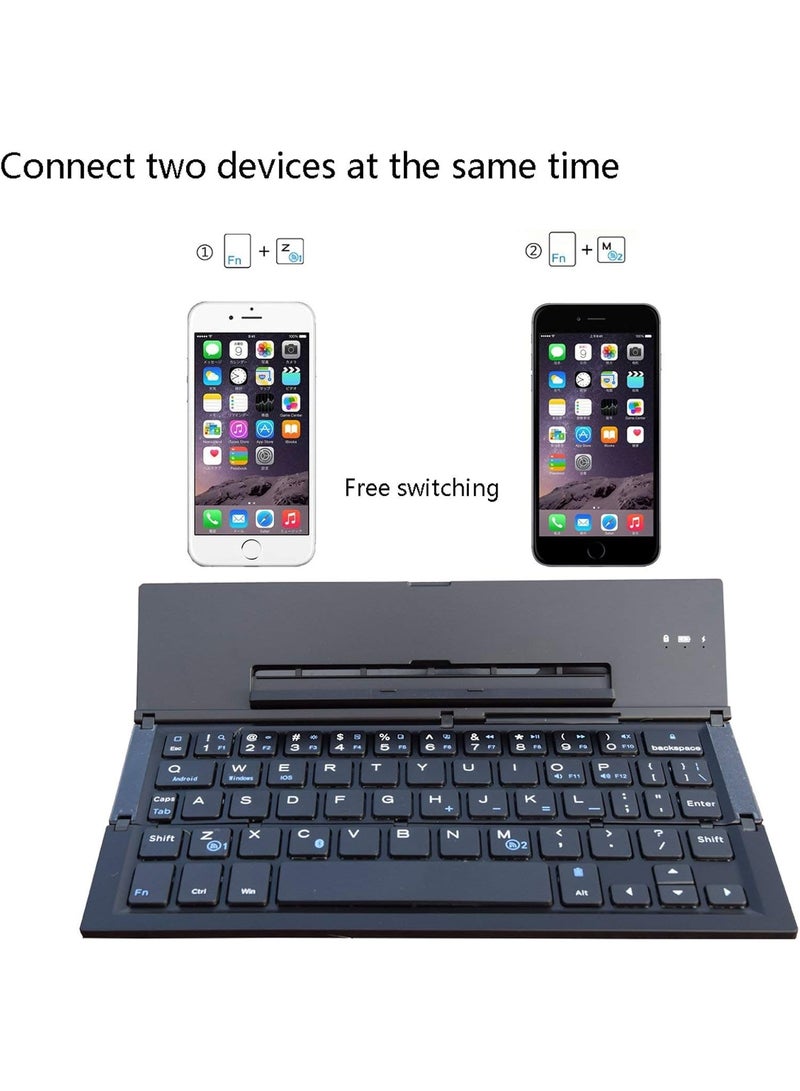 Foldable Keyboard Folding Bluetooth Keyboard, Portable Keyboard Aluminum Alloy Housing, for iPad, iPhone, Android Devices, and Windows Tablets, Laptops and Smartphones - Image 4