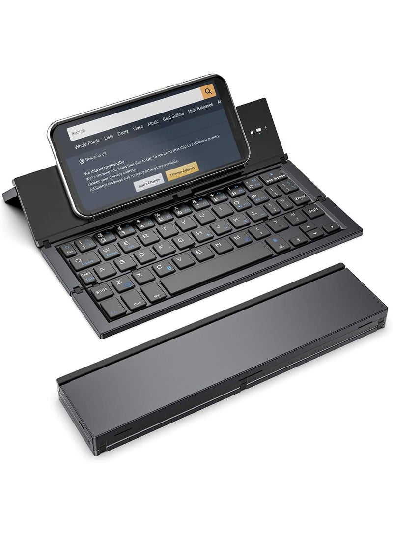 Foldable Keyboard Folding Bluetooth Keyboard, Portable Keyboard Aluminum Alloy Housing, for iPad, iPhone, Android Devices, and Windows Tablets, Laptops and Smartphones - Image 1