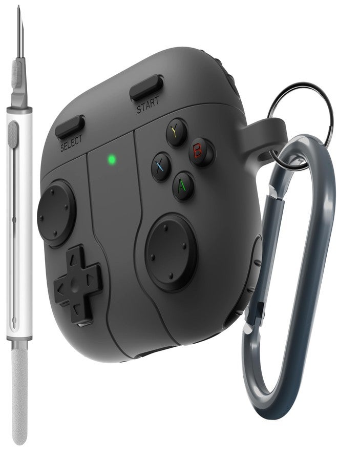 DamonLight Game Case for AirPods 4 Cover Shock-Proof Protective Silicone Case with Cleaning Pen and Keychain Accessories for Apple Airpods 4th Generation (Black) - Image 1