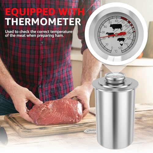Abizarch Stainless Steel Ham Maker,1.5L Large Capacity Deli Meat Press Cooker for Making Healthy Homemade Meat with Thermometer - Kitchen Bacon Meat Pressure Cookers Boiler Pot Pan Stove - Image 4