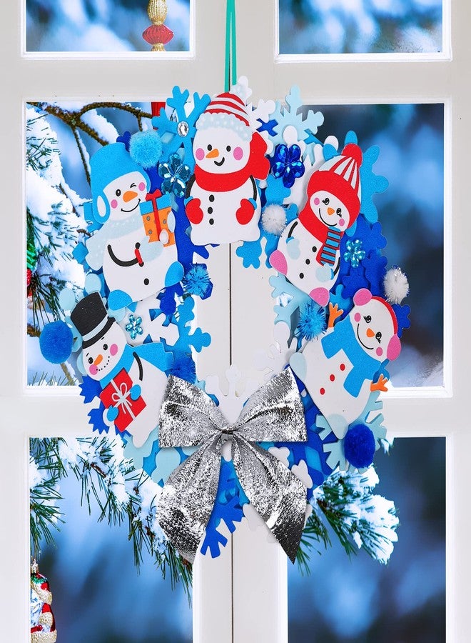 Winlyn 12 Sets Winter Crafts DIY Christmas Snowflake Wreath Ornaments Decorations Art Sets Snowman Santa Foam Stickers for Kids Classroom Activities - Image 2