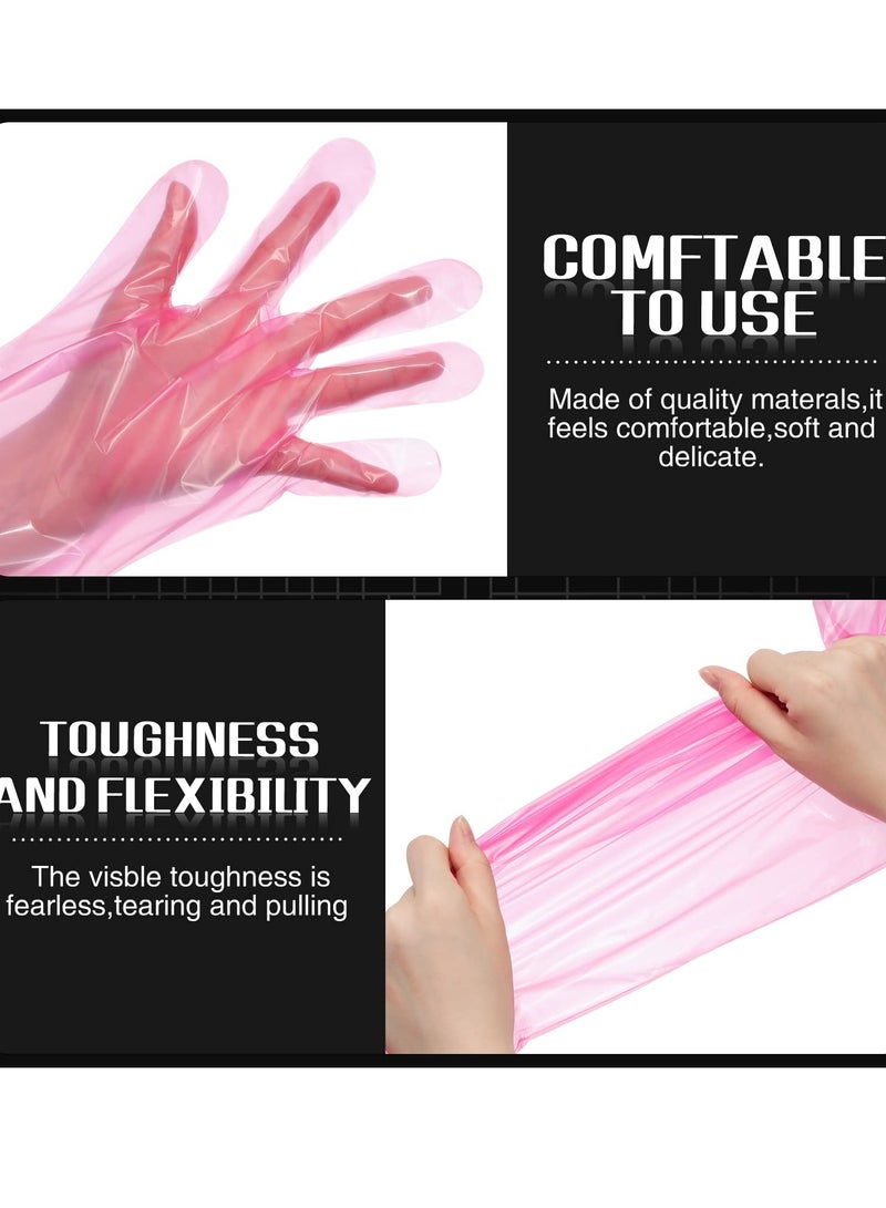 50 Pcs Long Arm Disposable Veterinary Gloves for Field Dressing, Gutting Deer, Gardening, and Painting - Full Arm Protection (Pink) - Image 2