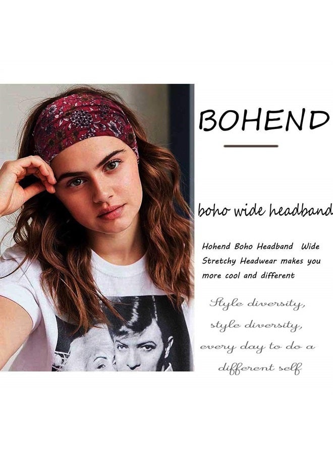 Bohend Boho Headband Wide Yoga Stretchy Bandeau Large Headwrap Sport Athletic Beach Hair Accessories for Women and Girls(8pcs) - Image 5