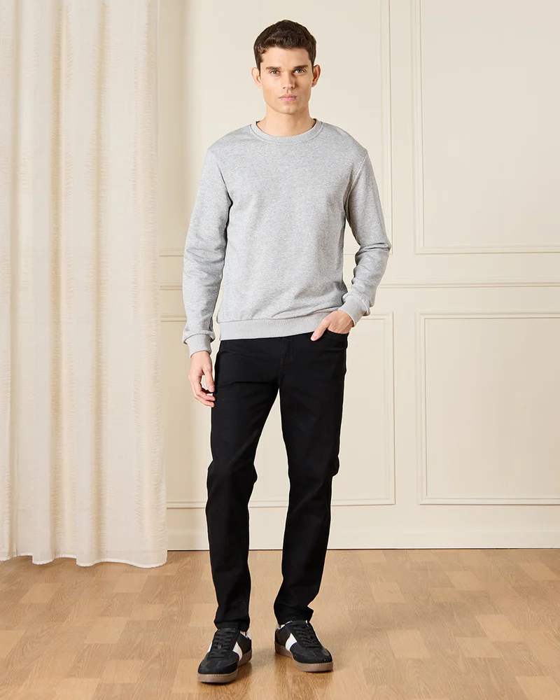 Redtag Men Grey Plain Sweatshirt