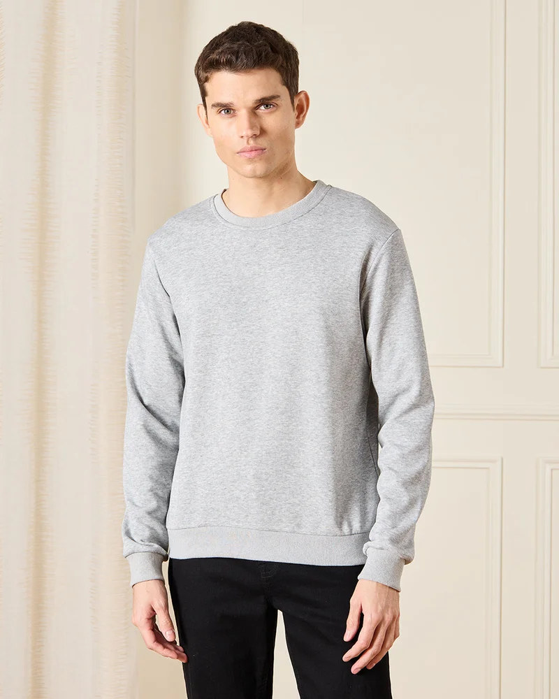 Redtag Men Grey Plain Sweatshirt