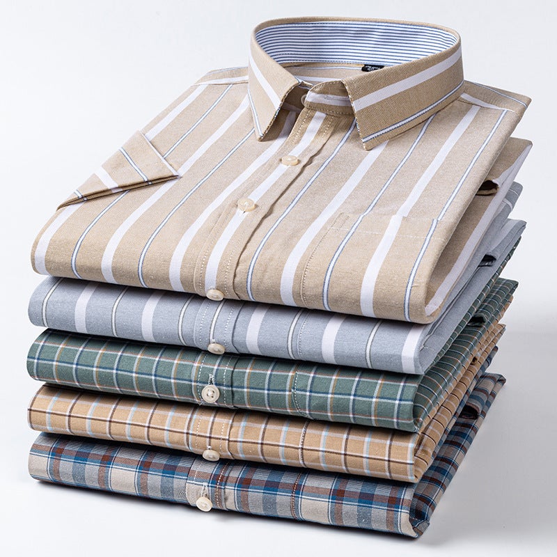 Men's Oversized Short Sleeve Plaid Cotton Shirt - Image 1