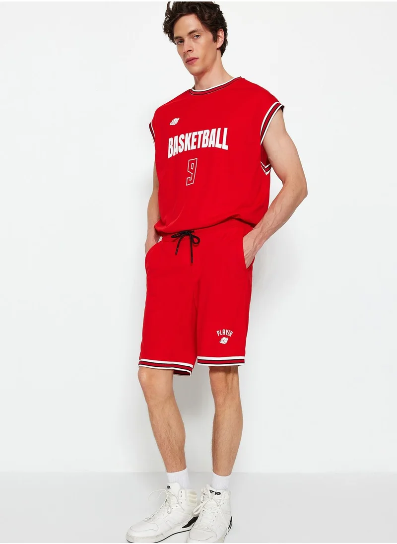 trendyol Drawstring Text Print Shorts