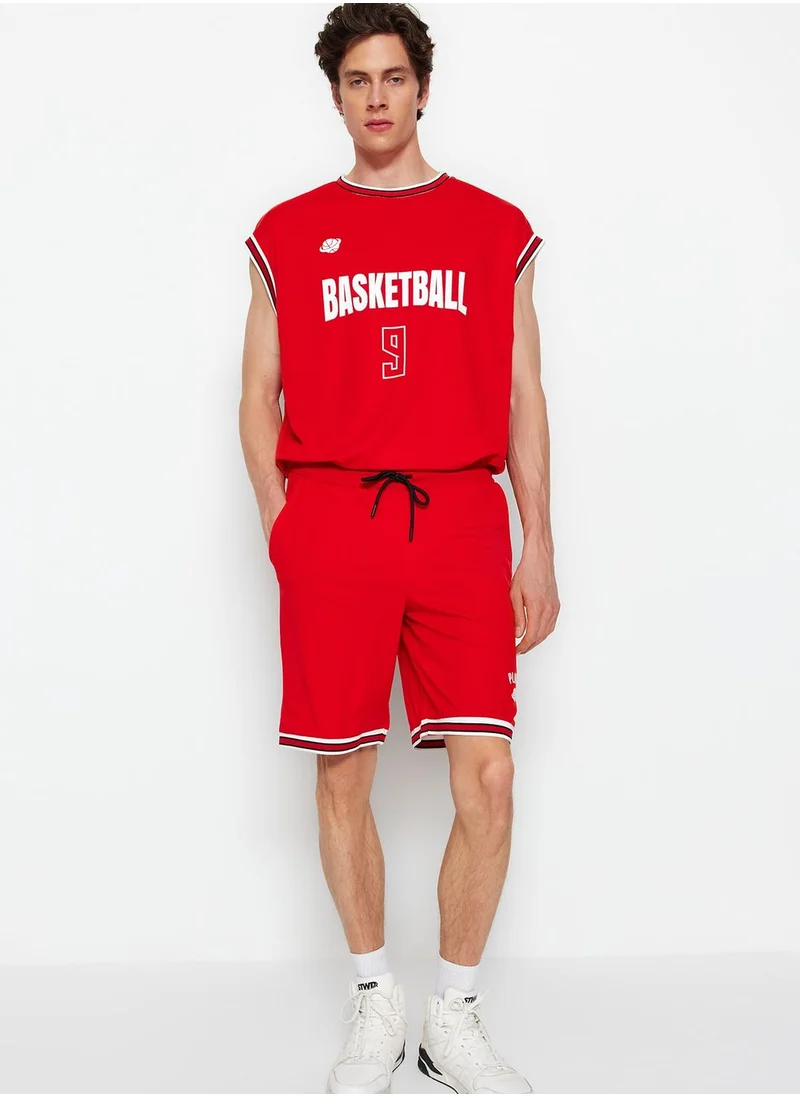 trendyol Drawstring Text Print Shorts