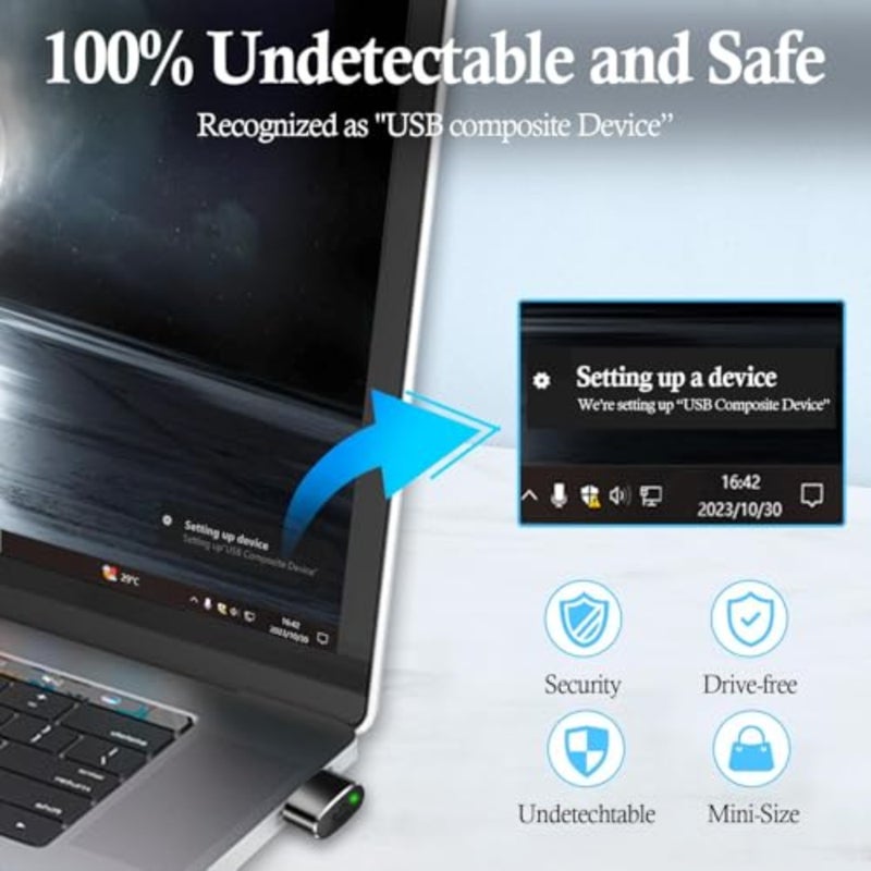 USB Mouse Jiggler, Undetectable Mice Mover with On/Off Switch, Multi-Track Modes, Driver-Free Plug and Play for Preventing Screen Lock, Auto Mouse Mover for Work, Office, PC and Mac - Image 2