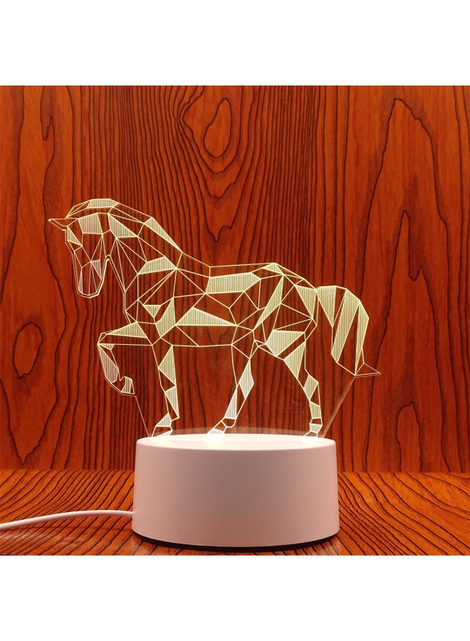 Swan Night Light Plug USB Bedside Lamp Creative Girl Cartoon 3D Table Lamp Bedroom LED Gift Lamp-Color:Horse-Dimensions:USB Charging Touch Remote Control 16 Colors (with Lithium Battery)  - Image 1