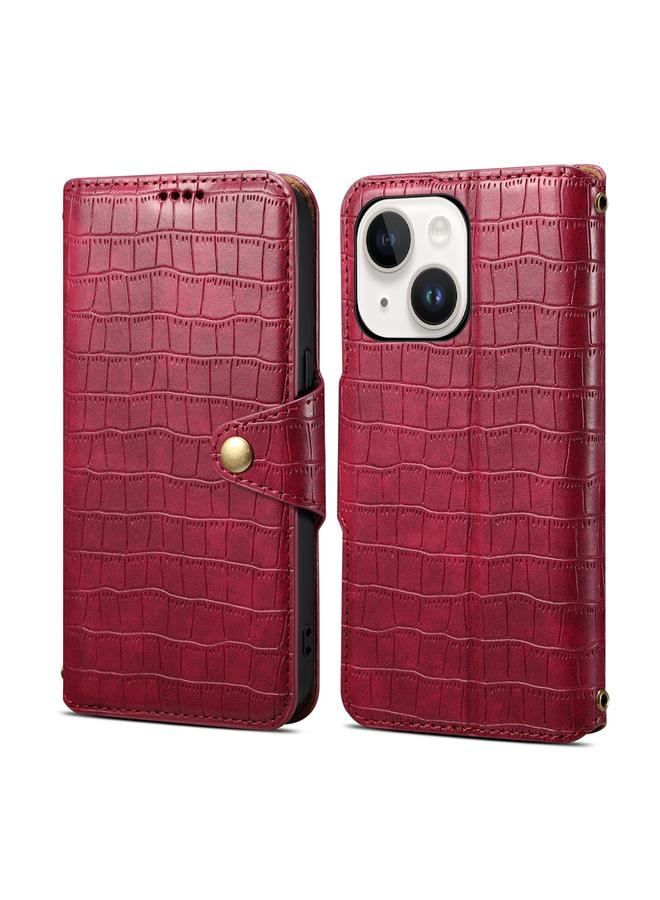 The Bros Case For iPhone 15 Plus Crocodile Texture Oil Edge Leather Phone Case